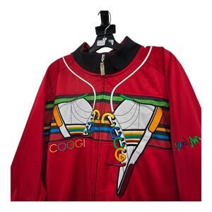 Vintage Y2K COOGIE Sneaker‎ Lace Track Jacket Mens 4XL Red Colorful Streetwear